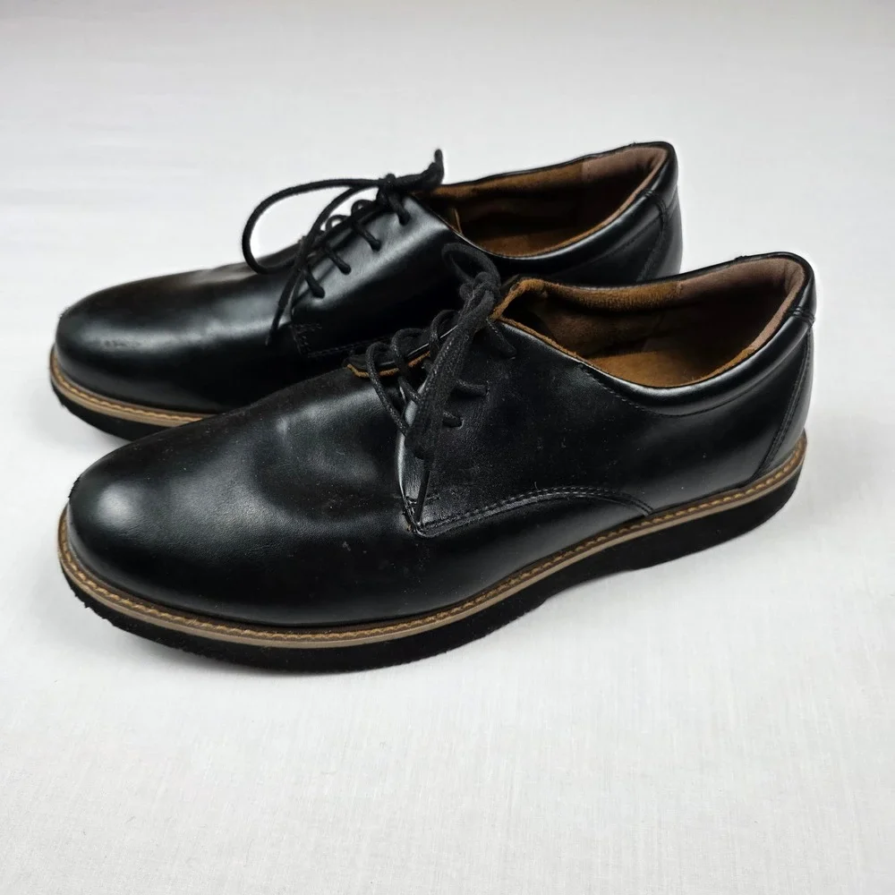 Deer Stags Supro Sock WP101 Oxford Shoes Mens 8.5 M Black Leather Lace Up